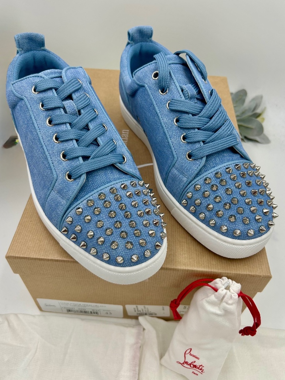Men’s Christian Louboutin Louis Junior Orlato Spike Sneakers.  Size 43/10 US
